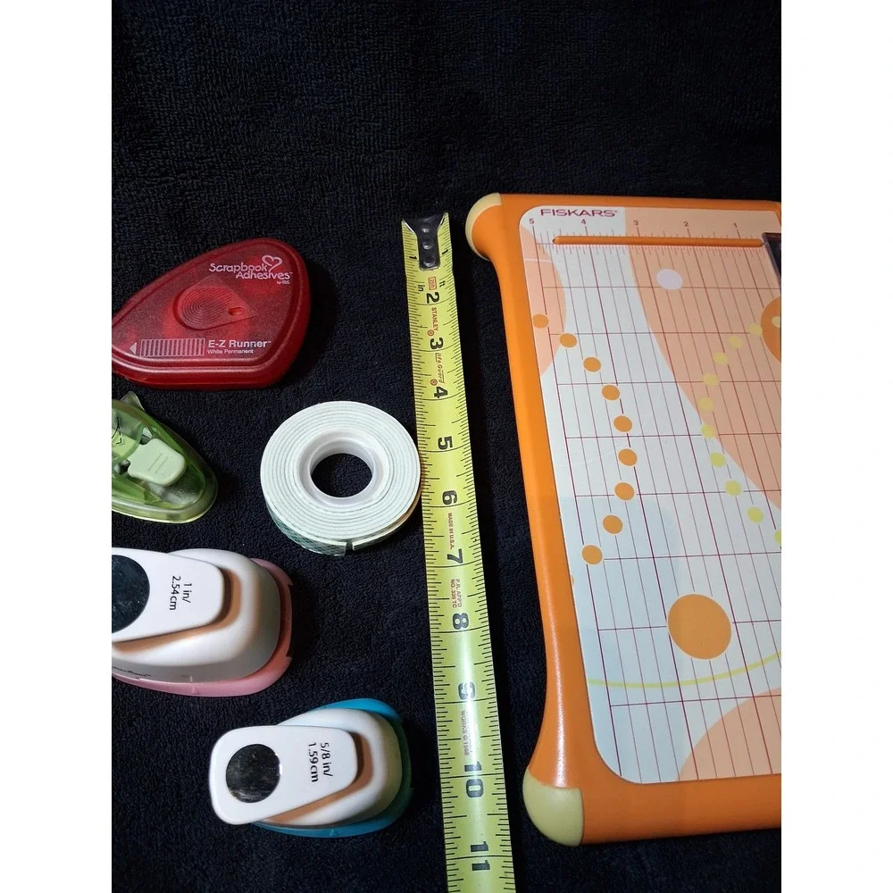 Fiskars Paper Trimmer Recollections Circle Punches & Scrapbook Adhesives Lot